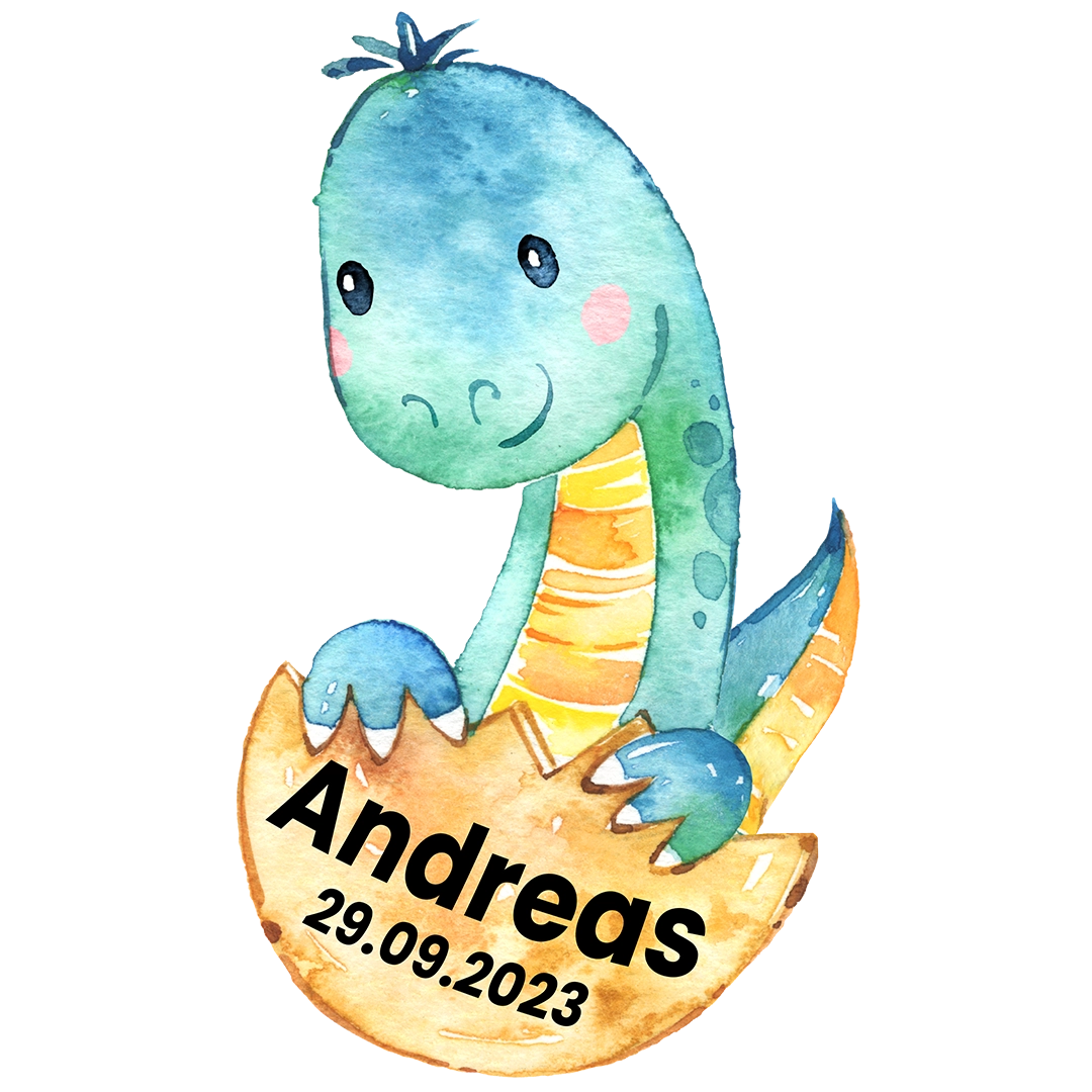 Geburtstafel Dino im Ei