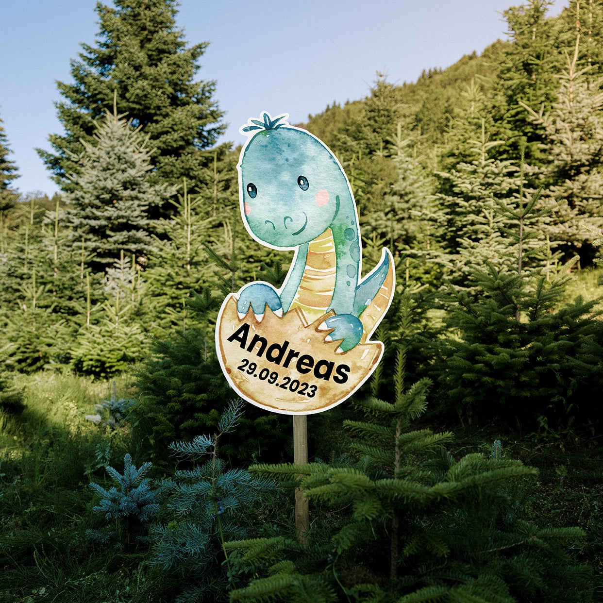 Geburtstafel Dino im Ei